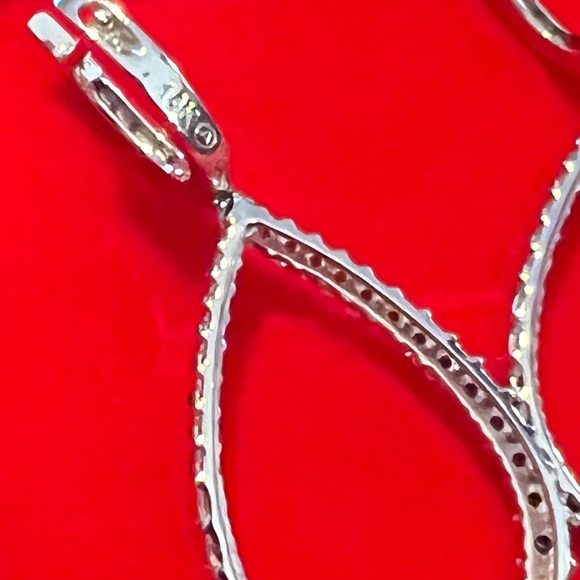 Sapphire Diamond ombre Drop Earrings in 14 K White Gold - Picture 8 of 13